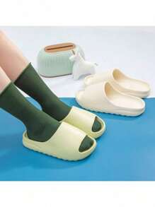 Zapatillas de casa de mujer, de moda y casuales, material EVA, adecuadas para vacaciones diarias, playa, ducha - Blanco - Ver 9