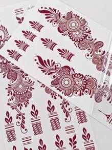 Tiebeauty 2 Sheet Flower Henna Tattoo Sticker Brown Waterproof Hand Tattoo Sticker For Women Party Decals Mehndi Designs