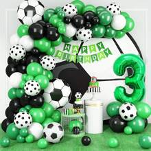 85 件足球主题气球套装，配绿色生日快乐横幅，40 英寸绿色数字气球，适合 1-10、11、12、15、18、20、21 岁生日派对、房间装饰 - 彩色 - 查看 25