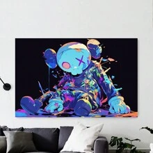 Framed-KAW Graffiti Art Canvas, Creative Personalized Poster, Street Style Wall Art, Suitable For Bedroom, Teen Room, Dining Room, Living Room, Office, And Other Wall Decorations