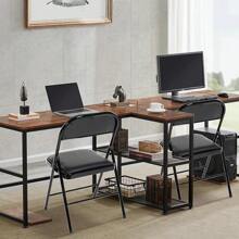 4 Pack Folding Chairs With Padded Seats, Padded Folding Chair With Steel Frame For Events Home Office, Pu Leather Folding Chair Black - màu đen - Xem 2