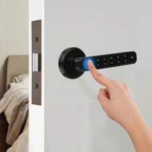 "Smart Door Handle Lock (Model 196 - Black) - One-Touch Indoor Wooden Door Lock With Fingerprint & Password Function, Spherical Electronic Home Security Lock - Easter Home Essentials" - Plateado - Ver 1