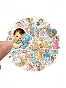50pcs VINTAGE BABY Cartoon Graffiti Stickers Water Cups Computer Suitcases Decorated Waterproof Stickers - Multicolor - View 7