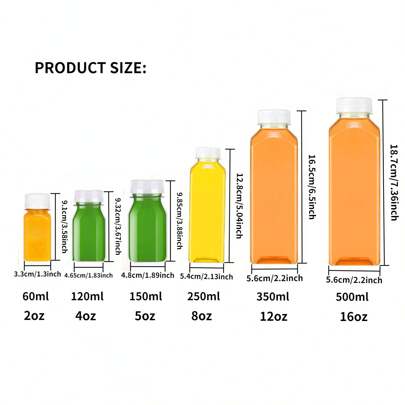 6/1/2/5/18/30pcs Plastic Juice Bottles,Juice Storage Bottles With Lid Mini Fridge Bottles For Juice, Milk, Sports Drinks, Condiments, Soda, Smoothies And Coffee Storing.Whether It's For The Fridge, Kitchen, Juice Shop, Party, Picnic, Camping.Our Plastic Juice Bottles Are Ideal For Situations.