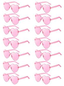 14pcs, 8pcs, 5pcs, 12pcs, 16pcs, 25pcs, 50pcs Heart Shaped Fashion Glasses, Elegant For Party And Everyday Use, All Seasons - Multicolor - View 14