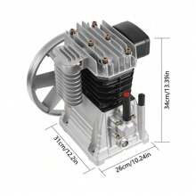 3HP Air Compressor Pump Head, Single Stage Twin Cylinder Air Compressor Pump Head, Air Compressor Head - Silver - View 3