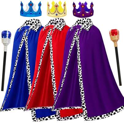 130cm 90cm Carnival Party Cape King Prince Cosplay Costume Crown Wand Shawl Activity Party Performance Costume Halloween