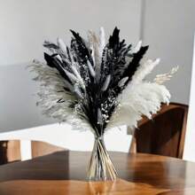 50/60 pezzi profumo di fiori secchi di lusso neri e bianchi - 50 pezzi di erba delle Pampas, code di coniglio, canne di palude, fiori di campo, lavanda e piante secche, ideali per matrimoni, decorazioni per la casa, centri eventi, regali per profumo da sposa, compleanni, lauree, decorazione autunnale