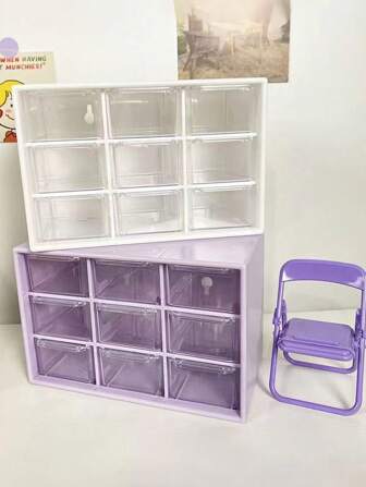 1 pièce Boîte de rangement de bureau à 9 compartiments, boîte de rangement pour bijoux et petits objets, organisateur transparent à plusieurs compartiments, résistant à l'usure, boîte de rangement pour bijoux à 9 compartiments, organisateur de maquillage et de divers éléments, résistant à la poussière.