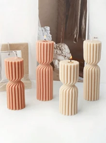 2pcs/Set Geometric Vertical Stripe Double Stitch Stick Candle Mold New Handmade Aromatherapy Candle Diffuser Plaster Ornament Silicone Mold - White - View 6