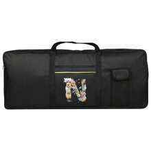 1 bolso de teclado de instrumento con estampado floral y letras, bolso protector de almacenamiento para teclado portátil a prueba de agua, con asa de transporte, funda anti-golpes para piano electrónico, ideal para viajes y almacenamiento en el hogar, de 61 teclas, con bolsillos dobles y protección completa contra el polvo