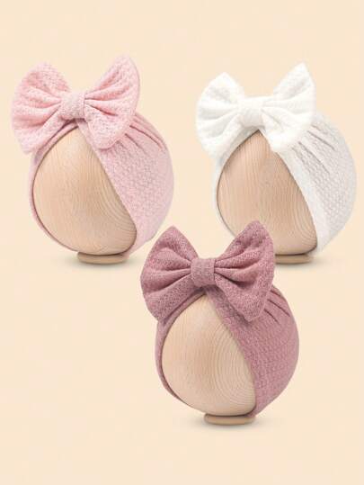 3 unidades/pacote de gorros de laço para recém-nascidos, chapéu quente à prova de vento para bebês de 0 a 8 meses, boné infantil