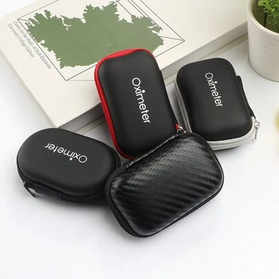 1pc Finger Pulse Oximeter Storage Box, Mini Silicone Protective Case, Zipper Pouch For Pulse Oximeter, Travel & Home Oximeter Storage Box (Box Only)