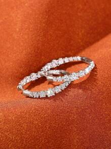 1 Pair Gorgeous Cubic Zirconia Hoop Earrings For Women For Wedding Engagement Anniversary Party Jewelry Valentine's Day Gift,Mom,Mother,Mother's Day,Gift - 1# - View 5