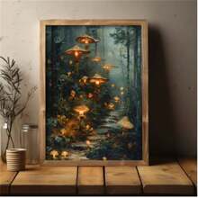 1PC Enchanting Forest Canvas Poster, Dark Gothic Fantasy, Mysterious Forest Mushroom Fungi, Magical Magic Landscape, Fairy Magic Plants, Folk Art Poster Wall Art, Decorative Art Modern Style, Used For Wall Decoration - Indoor And Outdoor Artwork, Suitable For Home Office, Bathroom, Living Room, Bedroom, Restaurant, Art Mural, Creative And Interesting Wall Art, Ideal Gift(No Frame) - Multicolor - View 6