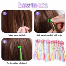 6pcs Colorful Braid Hair Extensions With Clips, Rainbow Braids Hair Pieces For Kids, Children's Performance, Girls Halloween Costume Party Hair Accessories - Multicolor - View 6