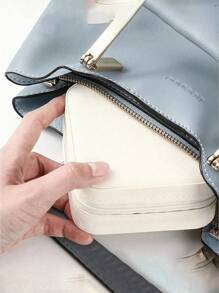 1 件可定制花卉和字母设计珠宝盒、珠宝旅行收纳袋、小型仿珍珠珠宝盒、夏季旅行珠宝盒、防水防潮 PU、珠宝收纳盒、香水、伴娘礼物、迷你珠宝收纳盒,用于耳环、项链、戒指节日浴室装饰化妆品收纳盒浴室配件返校 - 白色 - 查看 4