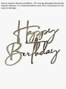 1个/3个“生日快乐”PMMA蛋糕装饰插牌，现代字母图案蛋糕装饰，适用于生日派对，可作为“生日快乐”字母蛋糕礼品塔，用于生日派对装饰、蛋糕装饰、蛋糕插牌、烘焙用品、厨房装饰、烘焙装饰、烘焙工具、蛋糕用品、节日礼物、节日装饰