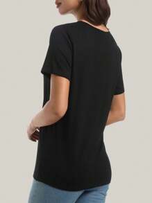 HIGHFINE Women's Short Sleeve Basic Shirt Round Neck T-Shirt Loose Fit Fashion Top Casual Summer Wear