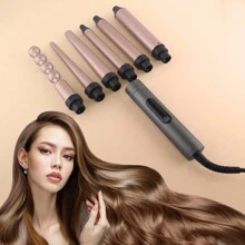Juego de rizador profesional 6 en 1, Rizador de doble voltaje con calentamiento instantáneo y control de temperatura para cabello ondulado