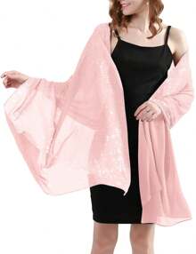 Sequin Shawls & Wraps For Women - Formal Cover Up For Weddings & Evening Occasions - Hồng - Xem 1