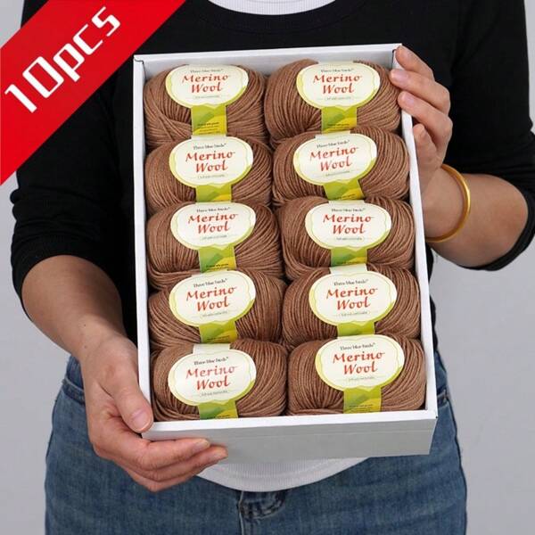 10 Balls Merino Knitted Yarn, Fine Spun Knitted Yarn For Knitting Sweaters, Cardigans, Vests, Handmade Yarn