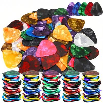 50/100pcs 0.46mm Thin Styles SLL Guitar Picks Suitable For Guitar Ukulele Bass Multistyles Random Ship Musical Instrument Picks Conventional Musical Instrument Accessories