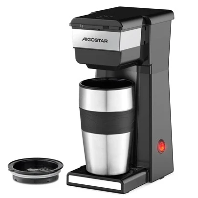 Aigostar Cafetera Eléctrica Portátil de 700W con Taza de Viaje de 420ML, Cafetera de Goteo Personal, Ideal para Oficina o Viajes