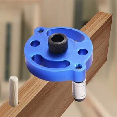 "Drilling Positioner With 7 Drill Bushings (2/3/4/5/6/8/10mm) - Blue, Long Round Center Hole Drilling Tool"
