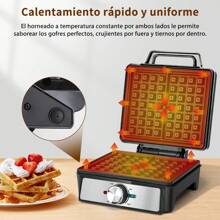 Aigostar Máquina de Gofres Eléctrica de 1200W, Plancha para Desayuno con Revestimiento Antiadherente, Capaz de Hornear 4 Gofres a la Vez, Ideal para Hogar o Restaurante - Negro - Ver 5