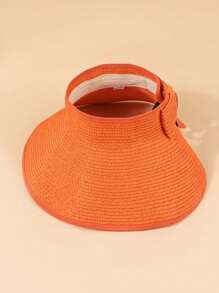 Sun Visor Hats For Women Wide Brim Straw Roll-Up Ponytail Summer Beach Hat UV UPF Packable Foldable Travel Boho - A - View 17