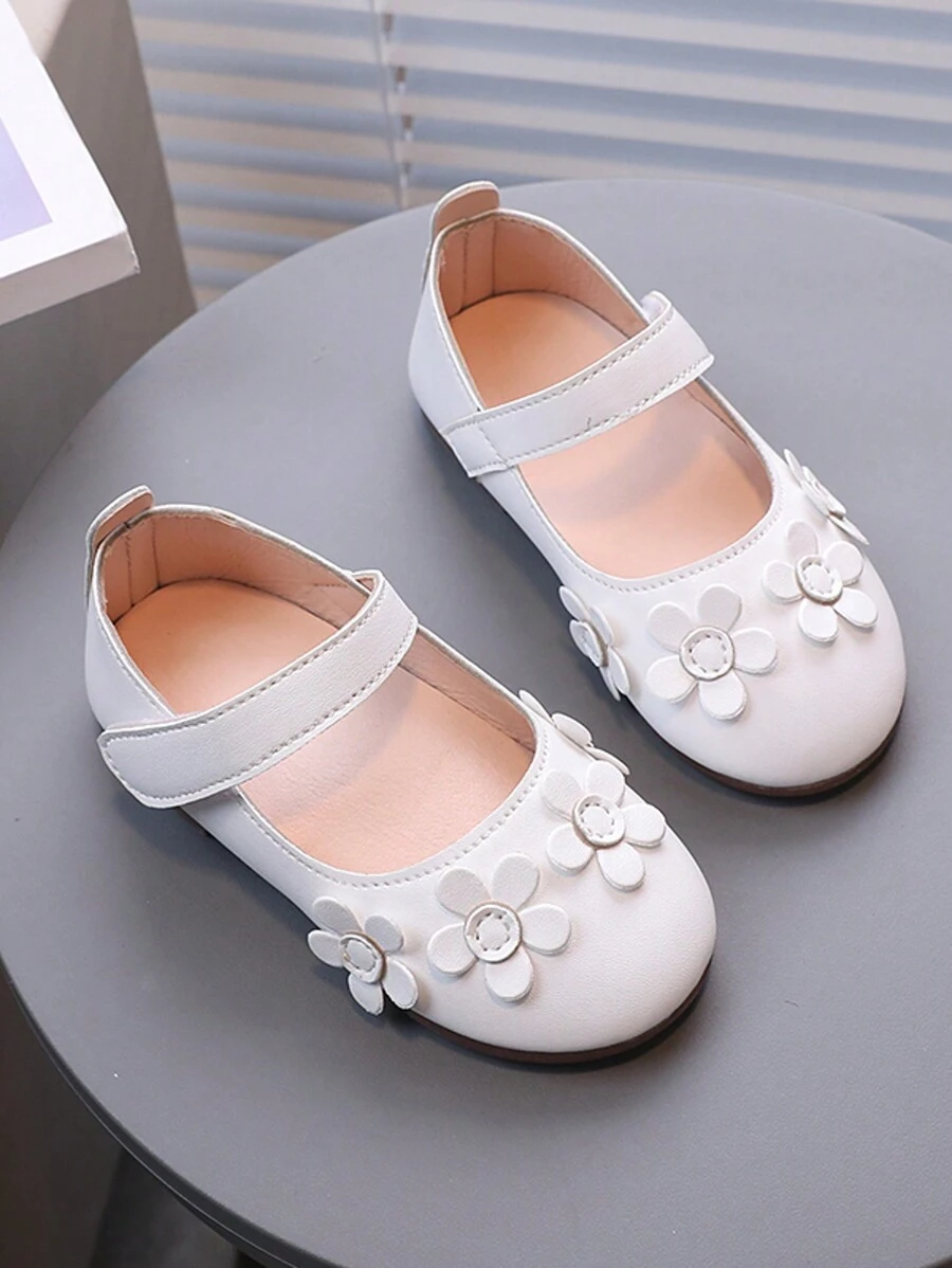 1双简约风格百搭小花，柔软皮革和鞋底，适合春秋夏季休闲聚会和外出 - 白色 - 查看 1