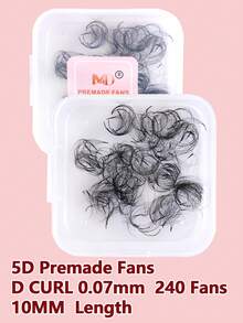 240pcs 5D 10D Single Length Tray 8-15mm 0.07mm Thickness D-Curl Pointed Promade Fluffy Loose Eyelash Extensions, Handmade Individual Lashes - D - View 25