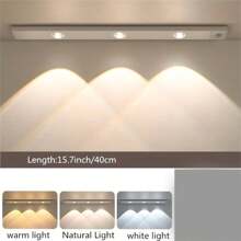 1pc/2pcs Smart LED Motion Sensor Light, USB Rechargeable PIR Sensor Wall Lamp, Ultra-Thin Cat Eye Hill Lamp Strip, 3 Lighting Modes Adjustable, Suitable For Kitchen, Wardrobe, Wine Cabinet, Shoe Cabinet, Bedroom Lighting