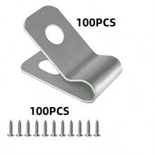 200pcs Metal Livestock Fencing Clips, R-Type Cable Clamps For Fixing Wire Bundle, Fence Fasteners - Silver - View 4