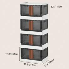 HAIXIN Plastic Storage Containers, Stackable Closet Organizers And Storage, Folding Bookshelf For Bedroom,  Collapsible Laundry Organizer, Storage Containers With Doors And Wheels For Home, Office, Dorm - 黑與白 - 查看 12