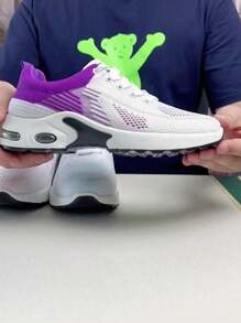 Zapatillas cómodas de malla transpirable para mujer,apatos Tenis Mujer Deporte Malla Transpirable Incrementar, Zapatos sin cordones, zapatos deportivos de Que Aumentan La Altura,Tenis Deportivo,  Zapatos de Ocio de Punta Redonda,Zapatos Casuales de Suela Gruesa, zapatillas Transpirables De Punto para mujer, antideslizante, running, caminar, senderismo, - Morado - Ver 2