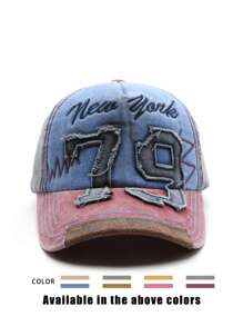 1 件刺绣 79 拼布水洗棒球帽，户外可调节防晒休闲帽，适合春季、秋季旅行、海滩、Y2K 风格年轻帽子