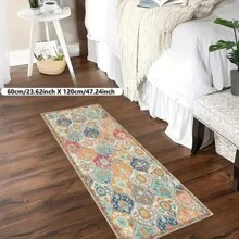 1pc Best-Seller [5mm Thickness] Boho Style Printed Kitchen Mat, Living Room Rug, Bedroom Carpet - 100% Polyester Fiber, Stain Resistant, Anti-Slip Bottom, Machine Washable - Suitable For Indoor And Outdoor Area, Kitchen, Home Decor, Room Decor, Bedroom, Laundry Room - All Season Use.