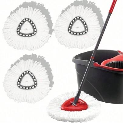 3Pcs Mop Head Replacement, 3 Packs Spin Mop Refill Replace Head Compatible O Cedar Easywring 1-Tank System, Great Cleaning Power, Microfiber, Helper Housework, Machine Washable Easy-To-Replace, White