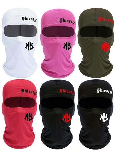 Shiesty+NY Letter Printing Balaclava Hat Breathable Quick Drying Suitable For Daily Outdoor Cycling Windproof Dustproof Shade Full Face Covering Mask Pullover Hat Ski Masks