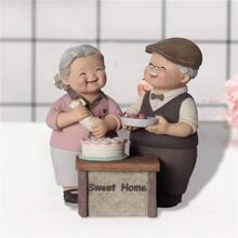Love Grandparents Parents Anniversary Wedding Gift Resin Loving Elderly Couple Figures Garden Ornaments Decoration