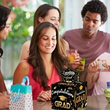 FZZ Graduation Money Gift Box, Surprise Decor For Graduation Party And Celebration - Black Gold - View 7