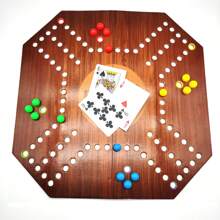 Jackaroo Game, 4 Players, Arabic /English Game,Strategy Game, The Material Of The Chessboard Is Plastic, Lighweight Portable, Foldable Board Game, Chessboard Size:38*38 Cm / 15*15 Inch, Bead Color Random - Brown - View 2