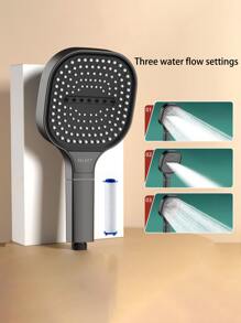 Juego de ducha de mano cuadrada (cabezal de ducha/manguera/soporte), con efecto potenciador de la presión del agua y gran caudal de agua, adecuado para duchas de baño domésticas y suministro de agua caliente.