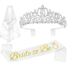 3 pièces Décorations pour enterrement de vie de jeune fille, couronne de douche de mariée, écharpe "Future mariée" et voile pour femmes. Cadeaux d'enterrement de vie de jeune fille, fournitures d'enterrement de vie de jeune fille, cadeaux, faveurs