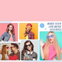 14pcs, 8pcs, 5pcs, 12pcs, 16pcs, 25pcs, 50pcs Heart Shaped Fashion Glasses, Elegant For Party And Everyday Use, All Seasons - Multicolor - View 3