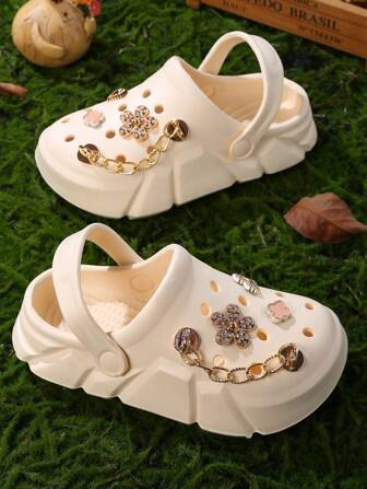 HOEASE Casual Girls Clogs, Eva Soft Sole Non-Slip Lightweight Breathable Slippers With Decorations - All-In-One For Home And Outdoor Wear