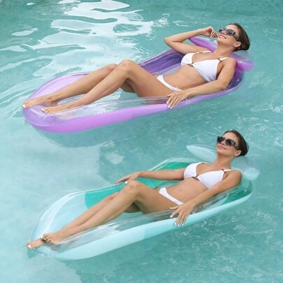 Adult Inflatable Pool Lounger, Inflatable Swimming Floating Bed With Soft Mesh Center, Pool Floating Hammock With Headrest, Swimming Pool Floating Leisure Toy