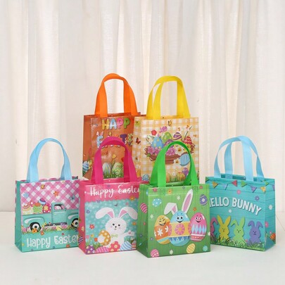 12pcs Easter Theme Non-Woven Fabric Bags, Holiday Gift Bags, Birthday Party Packaging Bags, Shopping Bags, Decorative Bags, Gift Bags, Waterproof Bags